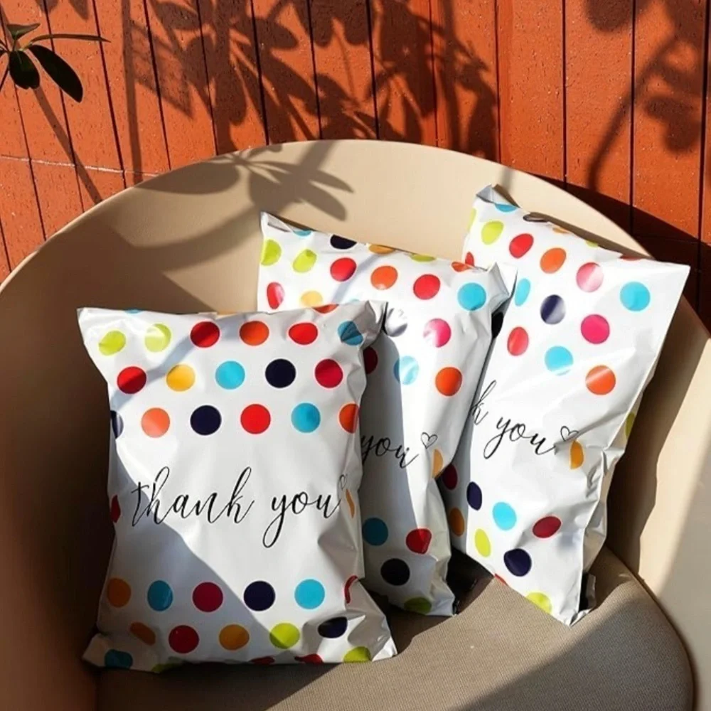 10 Count Polymailer Size Variety Bundle - HAPPY DOTS  (5/6x9 + 5/14x17)